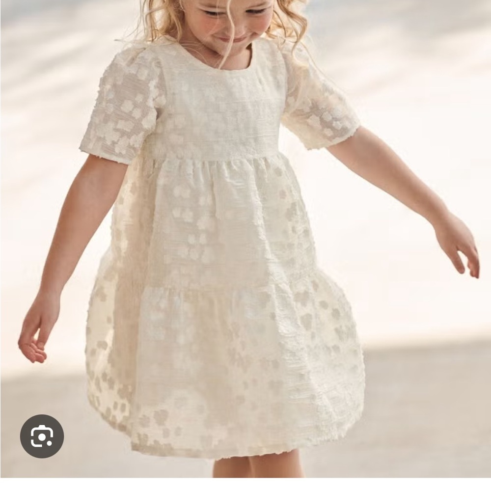 Ecru Jacquard Dress - Girls 8